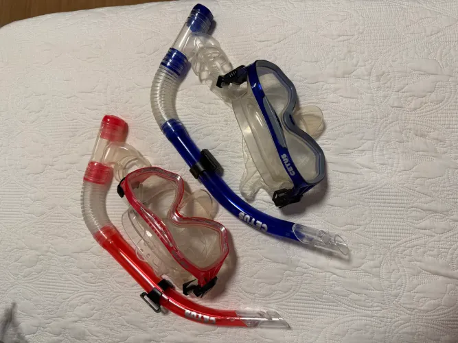 Kit Snorkel CETUS Completo - Máscara + Respirador (2 Unidades, Azul e Vermelho)
