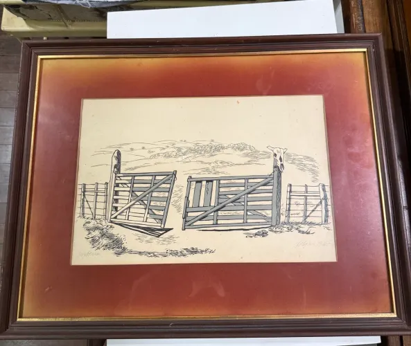 Quadro ?Porteira? Carlos Scliar 1965 52x68 com moldura