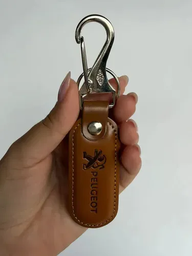 Chaveiro Carro Couro Luxo Com Gancho Automotivo Peugeot Marrom