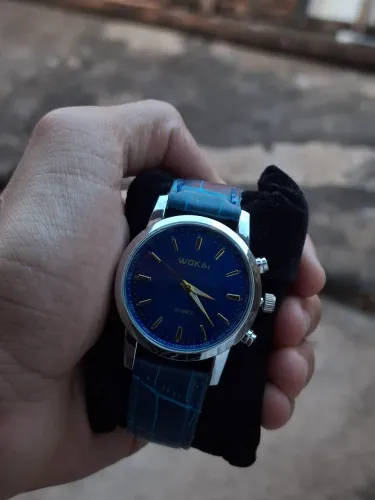 Relógio Masculino Original Wokai pulseira de couro Azul Novo