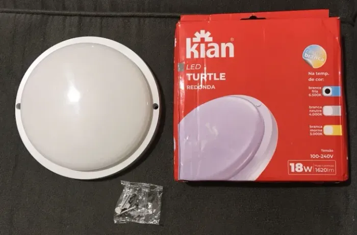 Luminária de Led Kian Tartaruga de 18w Redonda Cor Branca Fria 6500K - NOVA