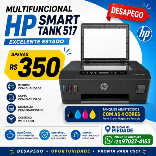 Multifuncional HP Smart Tank 517 - Excelente Estado 