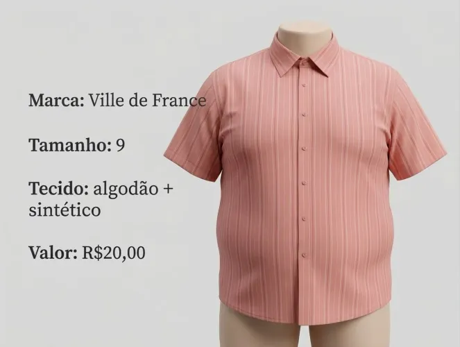 Camisa manga curta plus size, tamanhos 9 e 10