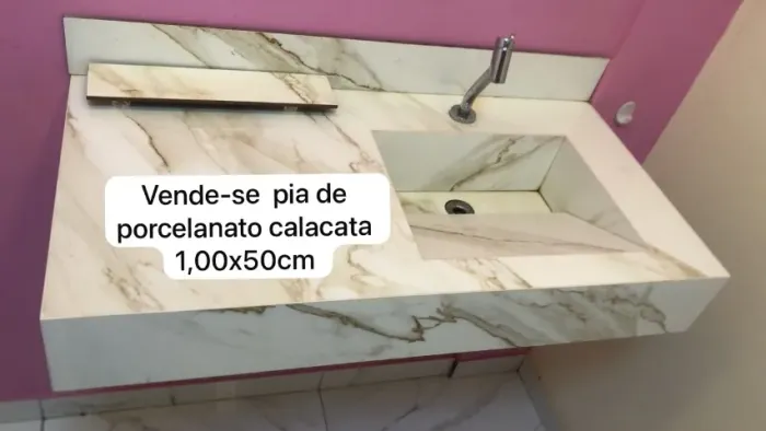 Pia de porcelanato completa