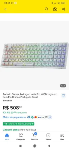 Teclado Gamer Redragon Irelia Pro K658ct-rgb-pro Sem Fio Branco Português Brasil