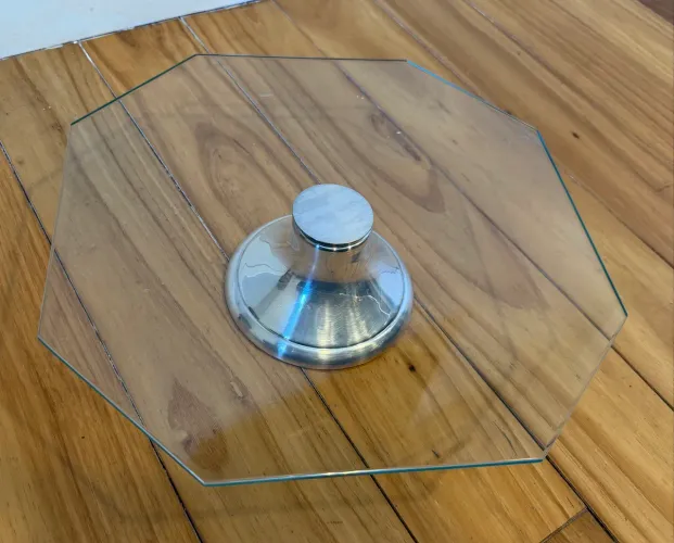 Boleira / Suporte para Bolo em Vidro com Pé em Prata