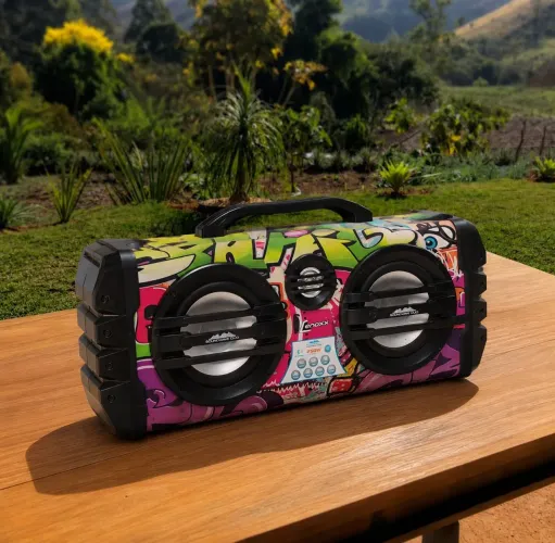Caixa de Som Bluetooth Portátil - Sem Fio | USB, FM, AUX e Bateria Recarregável -