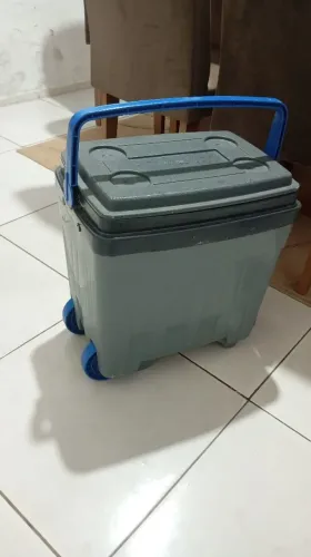 Cooler Térmico Grande 34L Caixa Térmica C/ Rodinha Alça e Trava 