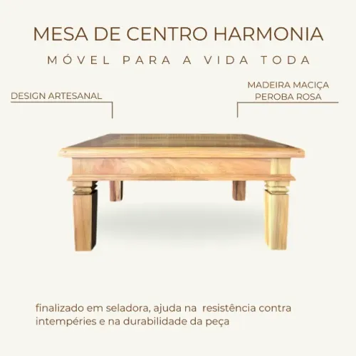 Mesa De Centro Em Madeira maciça peroba rosa 1,00x0,80m