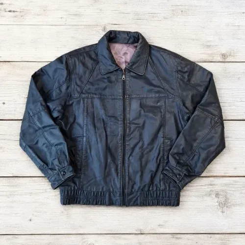 jaqueta bomber aviador vintage pilche couro legítimo cinza escuro