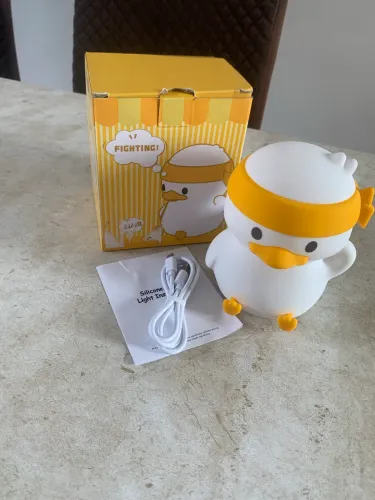 Luminária Infantil Abajur Siliconado Patinho Pato Luz Quente