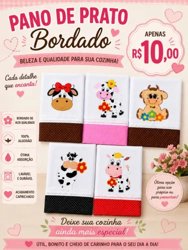 Pano de prato bordado