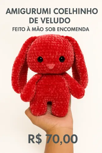 Amigurumi Coelhinho Vermelho em Veludo