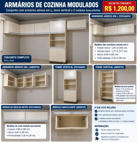ARMÁRIOS DE COZINHA MODULADOS - 100% MDF