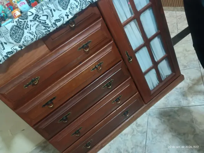 cômoda sapateira colonial antiga, fabricada em madeira maciça
