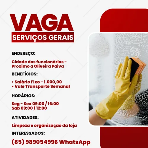 Vaga de emprego para SERVIÇOS GERAIS