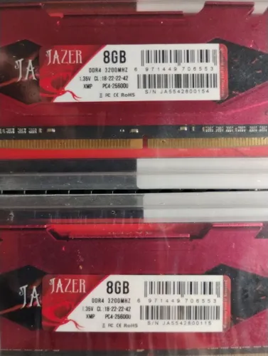 Kit 2x Memória RAM 8gbs JAZER DDR4 3200Mhz.