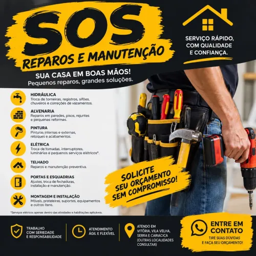 Serviços de reparos 24h.