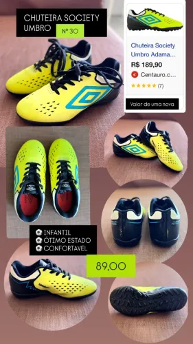 Chuteira Society Umbro Infantil Nº 30 - Excelente estado! ?