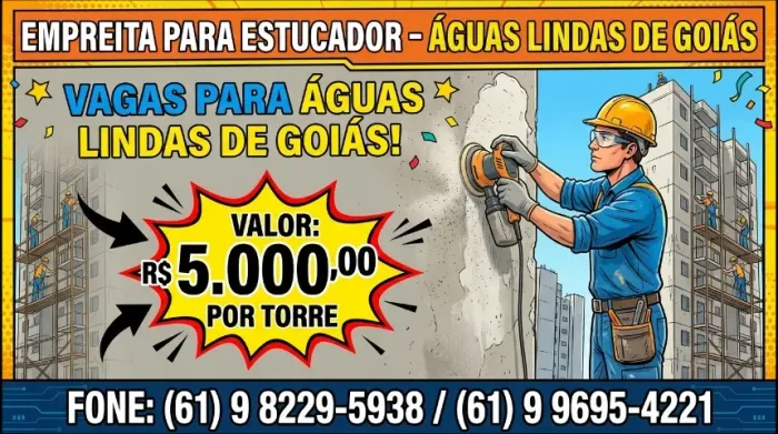 Empreita para Estucador - ÁGUAS LINDAS DE GOIÁS