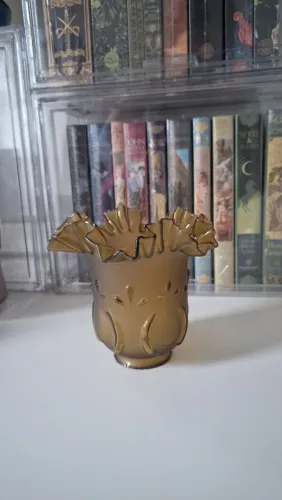 Cúpula de vidro (manga) antiga fumê/âmbar. Para abajur/abajour, lustre ou arandela.