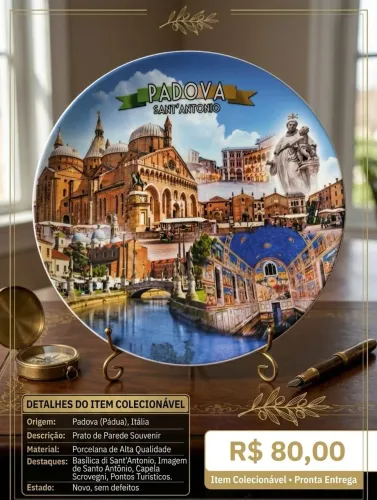 Padova (Padua), ltalia Prato Usado Decoração <br>Descrição: Prato de Parede Souvenir