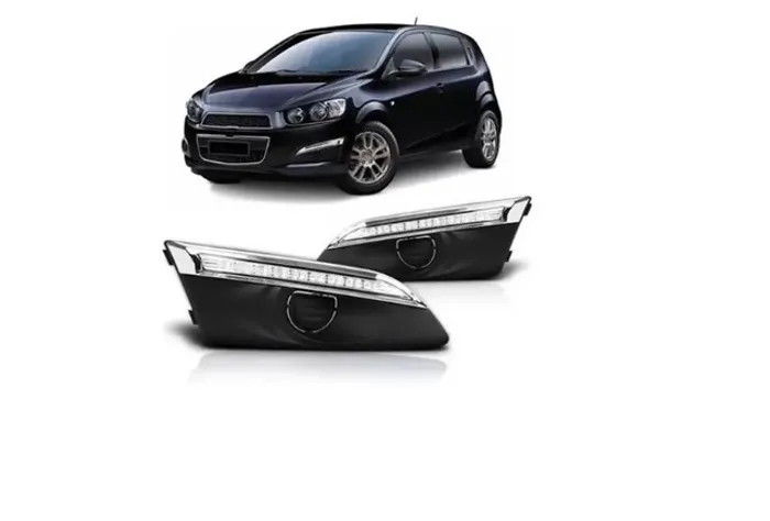 Par Moldura LED drlCom Friso Cromado Sonic 2012 2013 2014