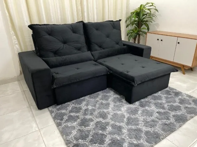 Sofá Retrátil e Reclinável Leblon 2.30m Preto Até 12x - Frete Grátis