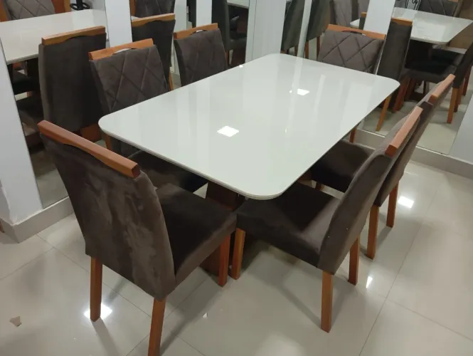 Mesa de jantar Xangai 6 lugares cadeiras em madeira
