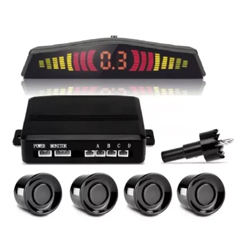 Sensor de Estacionamento Com 4 Sensores Ré Display LED Cor Preto