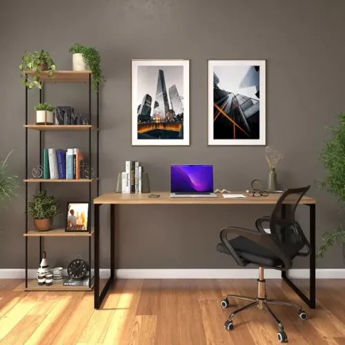 Mesa Escrivaninha Industrial Diretor Ferro E Madeira Vintage 150x60cm