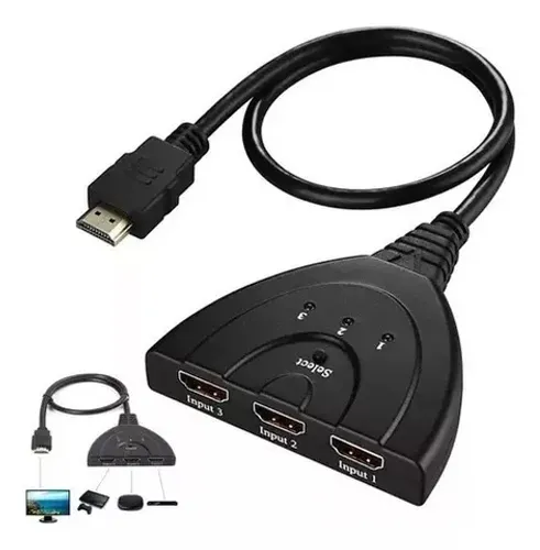 Divisor Hdmi Switch 3x1 Adaptador Cabo 3 Entradas E 1 Saída