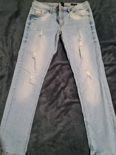 Calça Jeans Masculina Destroyed Azul Claro