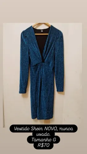 Vestido Shein Azul Brilhante - Tamanho G