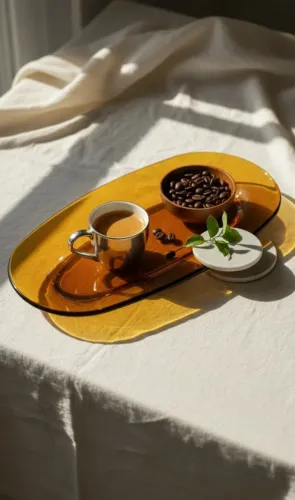 Bandeja Duralex Oval Ambar (louça de época)