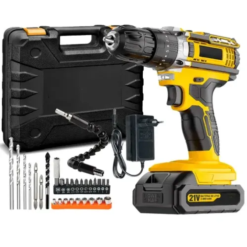 Kit com Furadeira Parafusadeira Impacto Profissional  bateria Recarregável 21v com Maleta 