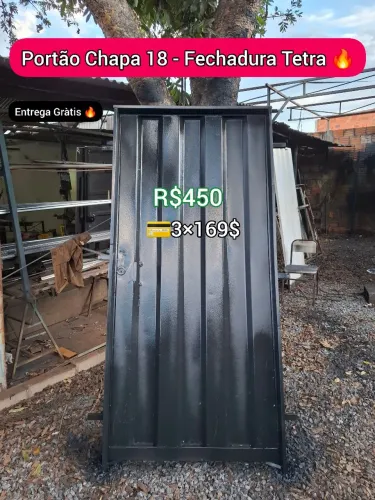 Portão chapa 18 com fechadura tetra