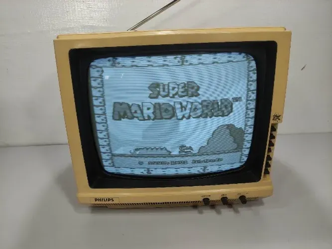 Detalhe Leia - Teve Philips Tx2 14p P&b Video Retro Game Qtl (Usado)