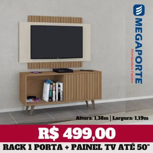 Rack 1 Porta + Painel para Televisão até 50" (Novo) Entrega Grátis! 