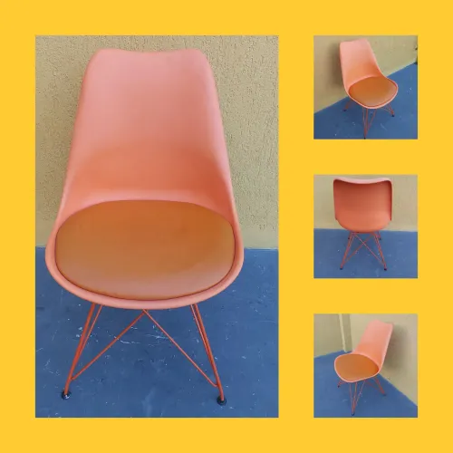 Cadeira Eames Laranja com Assento Estofado