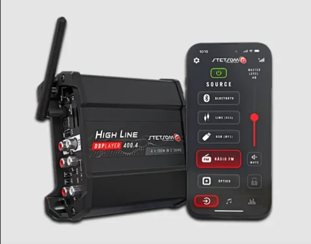 Modulo Amplificador Stetsom HL400.4 DSPlayer 2ohms- 400W RMS - 4 Canais - Bluetooth/USB/FM