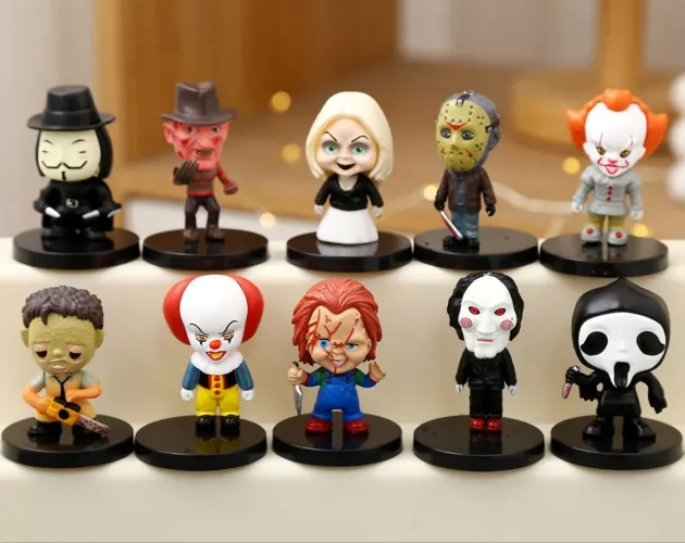 Bonecos de Terror Halloween Coleção Freddy IT Chucky Jason Kit 10pcs