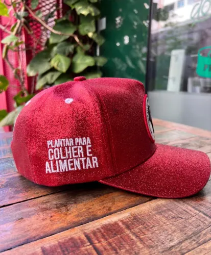 Boné MST Sem Terra Glitter Carnaval 2026 Vermelho Azul Acadêmicos Tatuapé