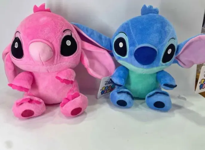 Stitch e Angel Bonecos de Pelúcia Original Disney Kit Casal Tamanho 20 cm 