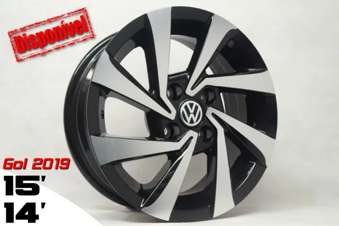 Jogo de rodas aro 15 Volkswagen Gol 2019 preta com diamantado 4x100 novas