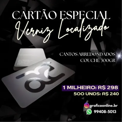 Cartão de Visita Especial Verniz Localizado - Cantos Arredondados
