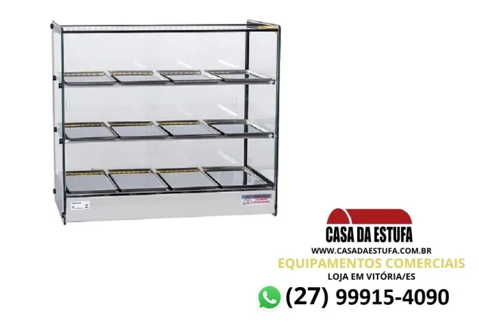 Estufa Quente Vidro Reto 12 bandejas Tripla - Linha EVR Tower Tita