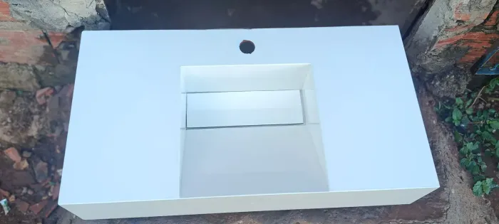 Pia porcelanato branco - Banheiro 75x40