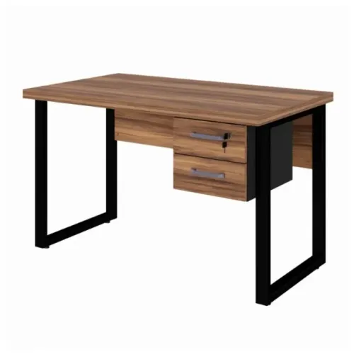 Mesa de Escritório com Gavetas Nogal Sevilha/Preto 1,20×0,60m Moderna Pé Quadro 24471