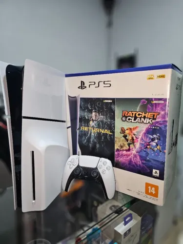 ps5 slim disco completo, na caixa, seminovo